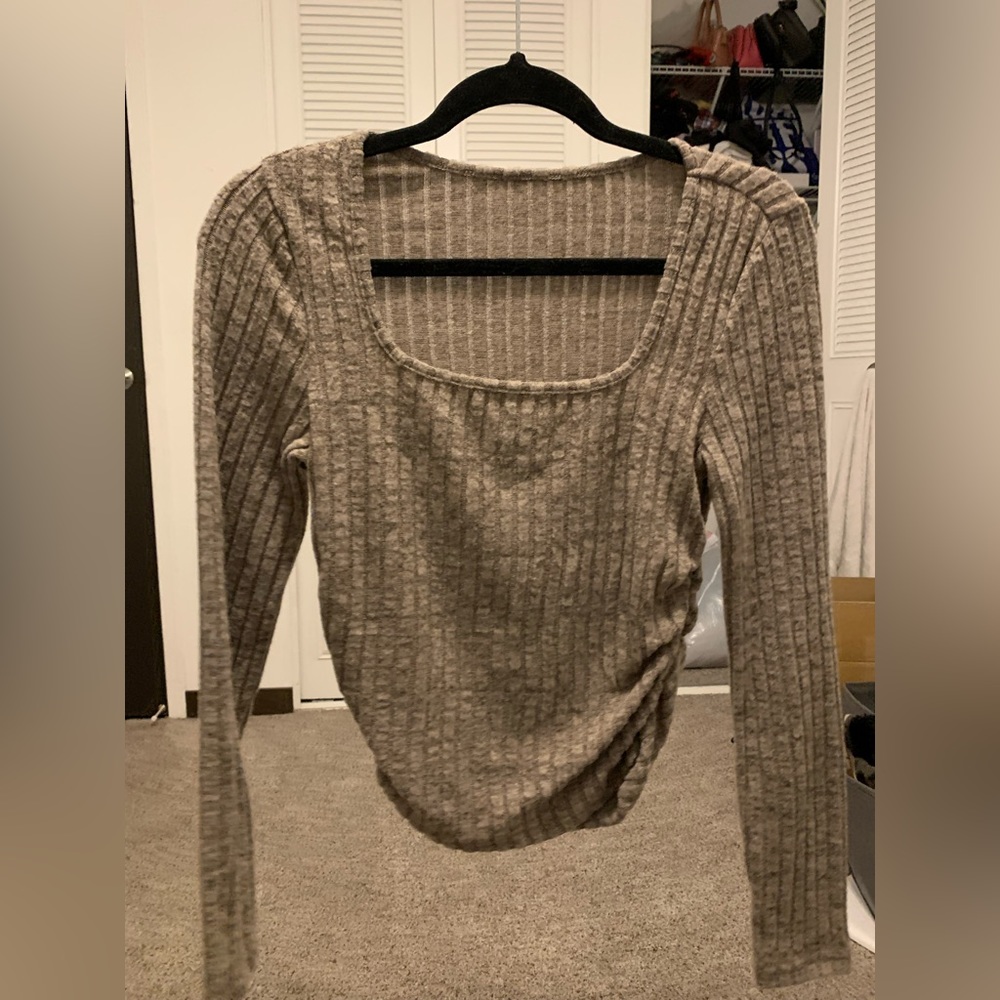 Gray Medium Long Sleeve Blouse